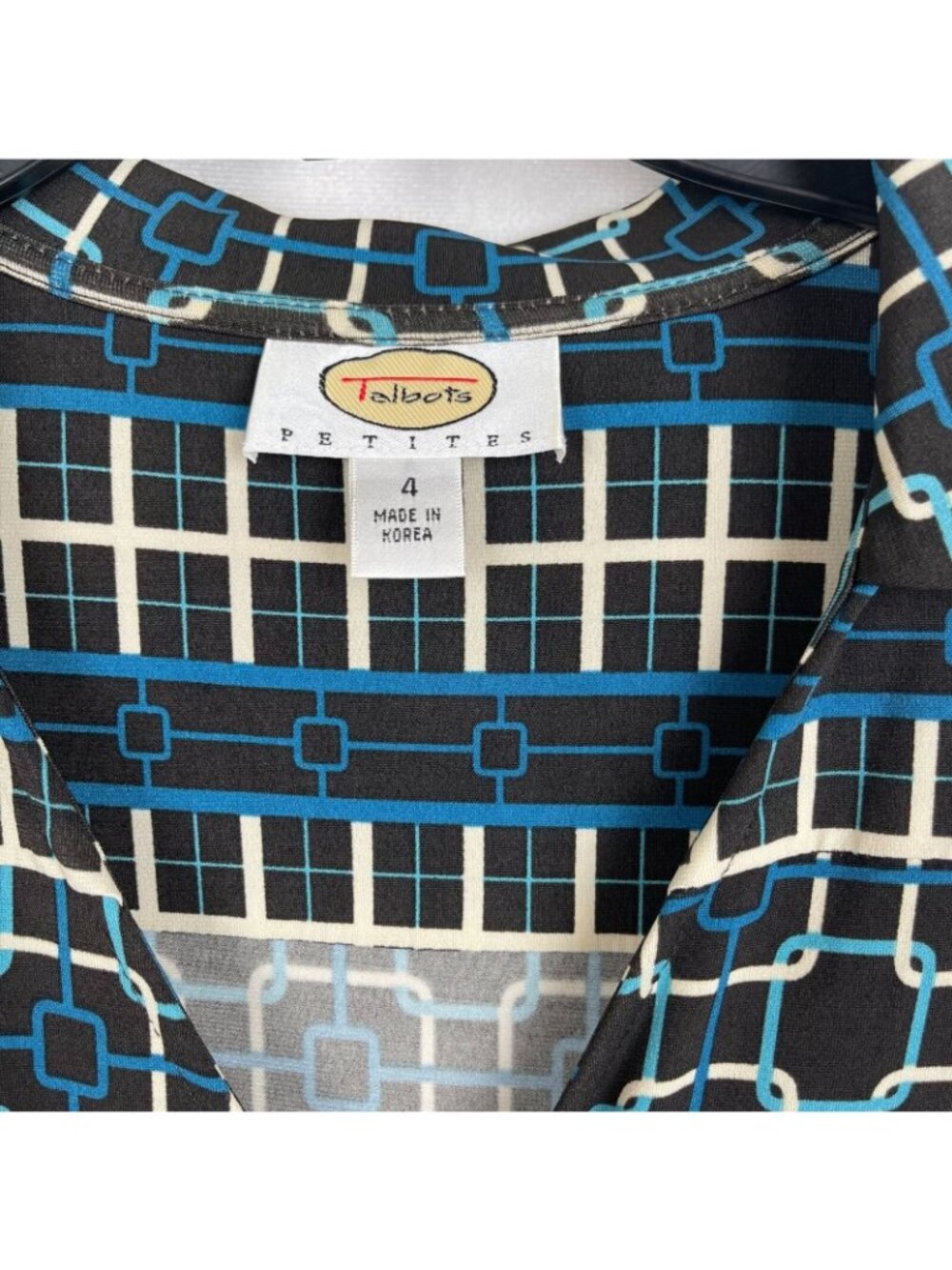 Talbots Women 3/4 Sleeve Pullover V Neck Print Dress Size 4 - Picture 3 of 11